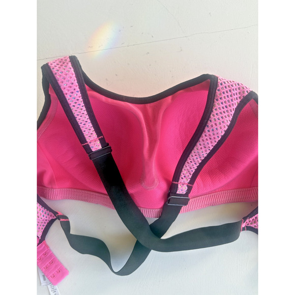 Victorias Secret Womens VSX 34C Wireless Padded Cross Back Sports Bra Pink Black - Picture 5 of 6